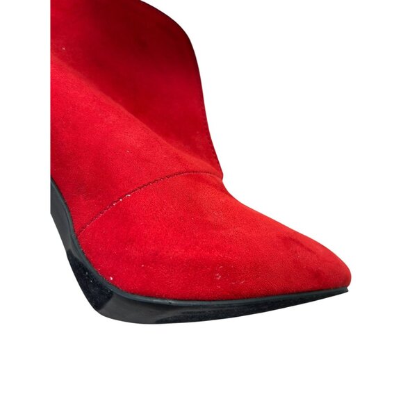 Just Fab Red Stiletto Heel Ankle Bootie Women's Sz 7 Cut Slit Front Pointed Toe - Picture 9 of 15
